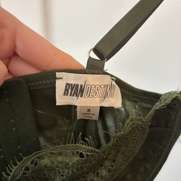 Dark Green Lace Corset Top - Picture 3 of 4